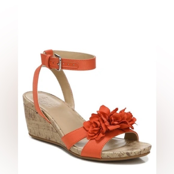 Naturalizer AREDA Flower Ankle Strap Wedge Sandals -Melon Sorbet Size 8 - Picture 1 of 9